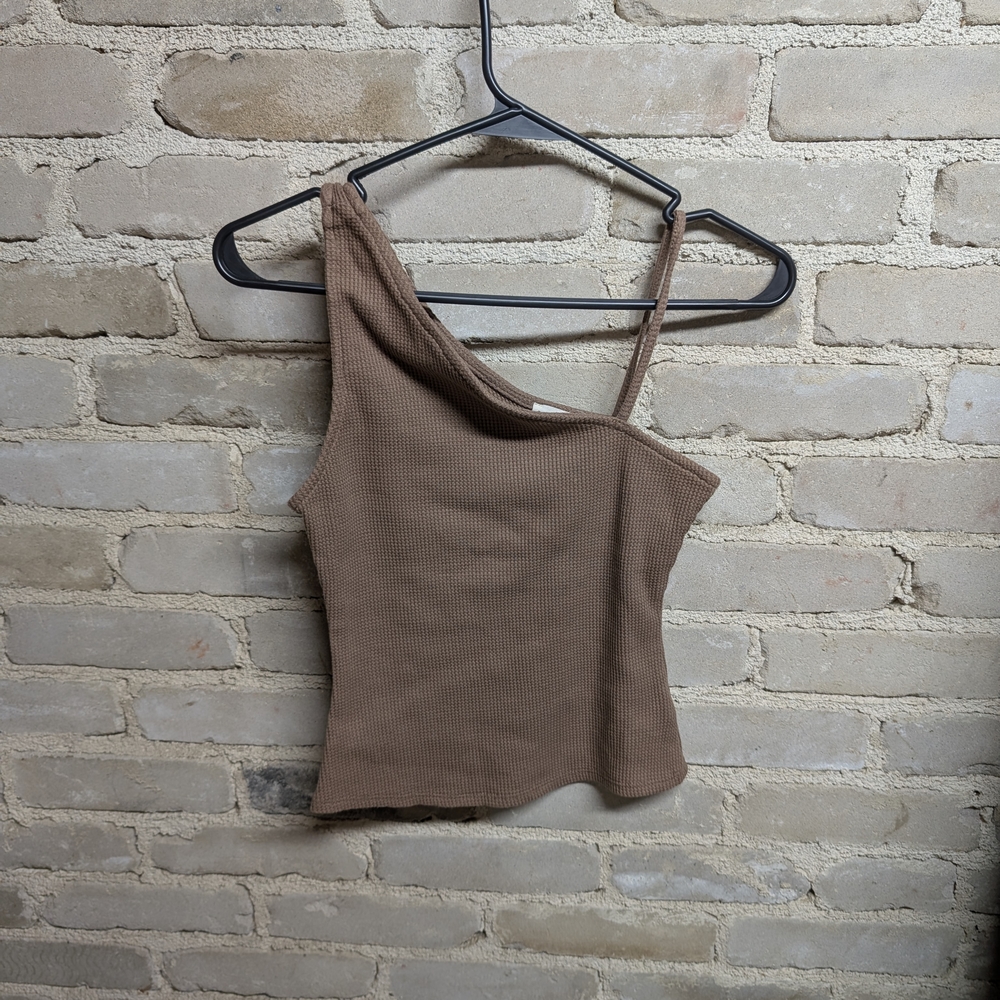 Promesa Brown Asymmetrical Fitted Tank Top
